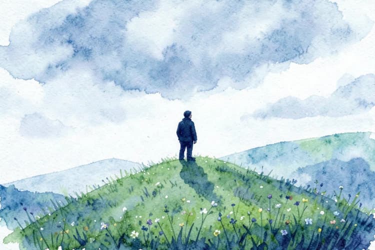 Pessoa com expressão preocupada olhando para o horizonte